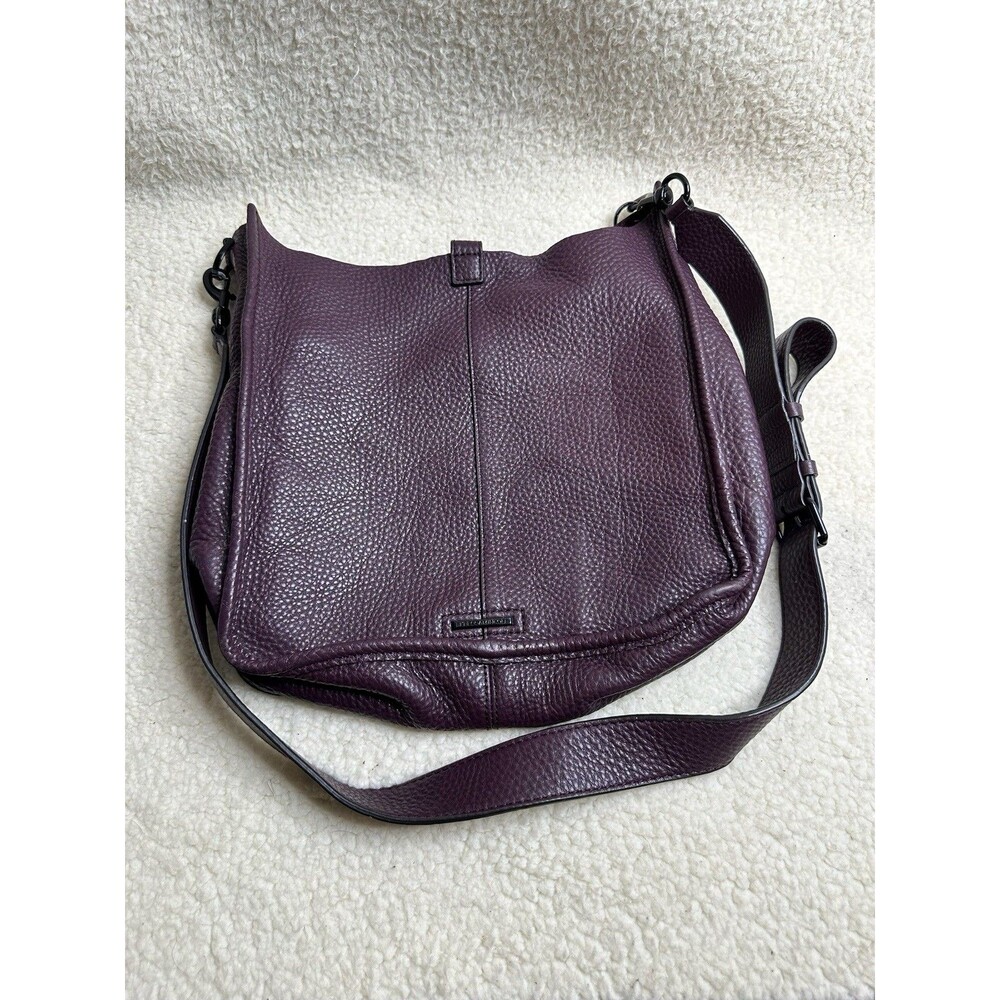 Rebecca Minkoff Studded Purple/burgundy Pebbled Leather Hobo Crossbody Bag